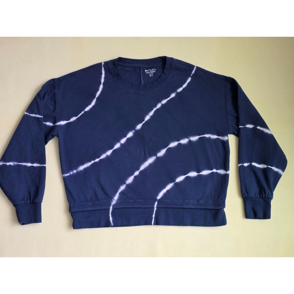 Athleta Sundown Crewneck Sweatshirt Size XS / P Navy Blue White Eclipse Tie Dye